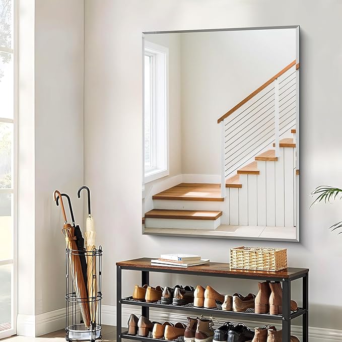 CILIBER Beveled Bathroom Mirror, 36x48 Large Bathroom Mirrors for Over Sink, 3mm Tempered Glass Beveled Frameless Vanity Mirror for Bathroom, Bedroom, Living Room and Entryway