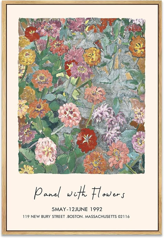 Zzuyi Framed Matisse Flower Wall Art,Flower Colorful Abstract Canvas Artwork for Walls,Retro Vintage Matisse Paintings Prints Pictures for Hallway Home Office 16x24in