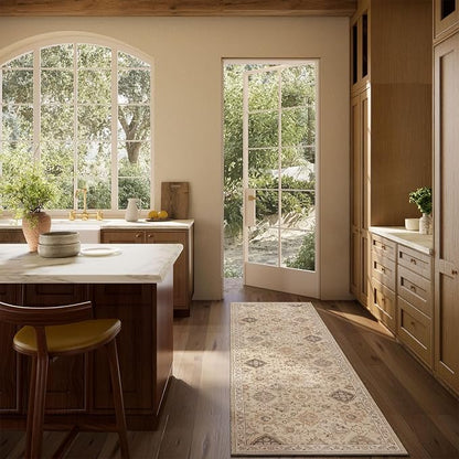 Machine Washable Hallway Runner Rug: 2'x6' Kitchen Rugs Stain Resistant Non Slip Low Pile Soft Carpet Runners for Hallways Indoor Entryway Kitchen Beside Bedroom Bathroom Farmhouse