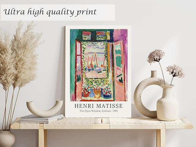 Induslyfe Framed Retro Vintage Wall Art Canvas Decor Set of 3, Matisse Prints Poster Mid Century Modern Art, Sage Green Aesthetic Floral Botanical for Bedroom Living Room Bathroom 12x16