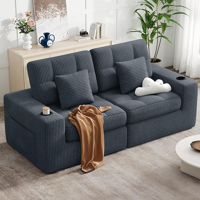 80" Boneless Loveseat Sofa in a Box,No Assembly Required Comfy Deep Seat Cloud Couch,Modern Small Couches for Living Room, Bedroom,Apartment,Dark Grey 1 PCS
