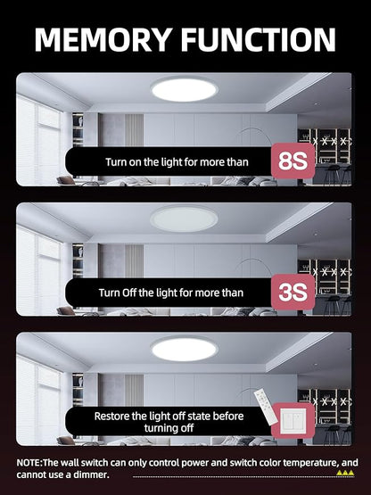 2 Pack 12 Inch Smart Ceiling Light Fixture, RGB LED Flush Mount Ceiling Light with Night Light, 24W 2400LM Ultra-Slim Ceiling Light with Remote, 16 Million DIY Colors, Works with Alexa/Google Home