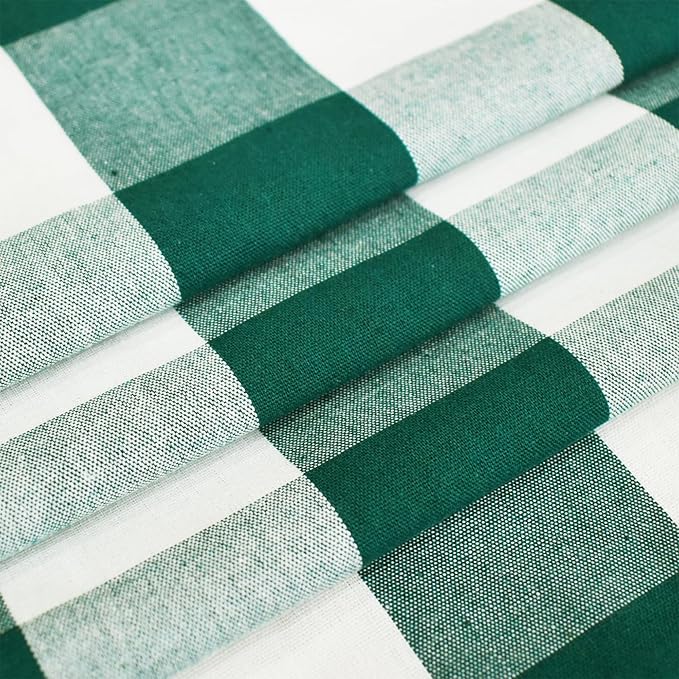 3 Pieces Tier Curtains and Valance Set Buffalo Check Kitchen Tiers Plaid Gingham Grommet Top Classic Short Small Cafe Curtains Country Farmhouse Cafe Bathroom 54"x18"/32"x24" Dark Green & White