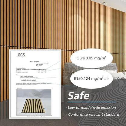 Art3d 2-Pack Acoustic Wood Slat Wall Panels for Interior Decor, 3D Fluted Sound Absorbing Wood Paneling for Accent Wall Ceiling Kitchen Living Room Bedroom Office, 47.2 x 23.6 inch Teak