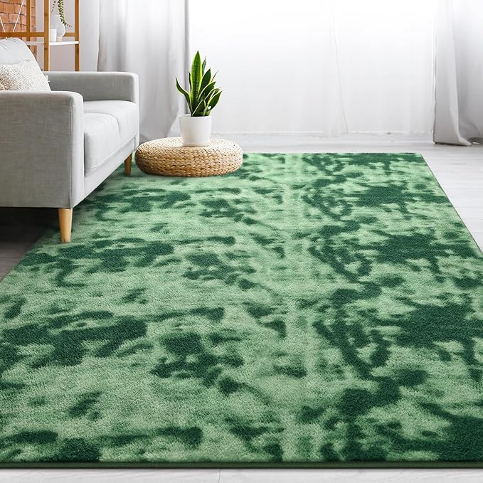 Gifeas Large Ultra Soft Modern Area Rugs for Living Room Bedroom, 7x10 Feet Tie-Dyed Green Thickened Memory Foam Indoor Carpets, Non-Slip Comfy Rug for Boys Girls Nursery Room Home Decor