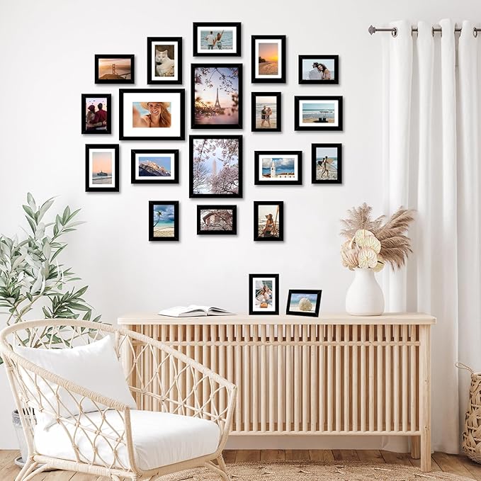 20 Packs Picture Frames Collage Wall Decor for Wall Hanging or Tabletop Display, Gallery Wall Frame Set for Family, Multi Sizes Photo Frames Collage Including 3Pcs 8x10, 8Pcs 5x7, 9Pcs 4x6, Black