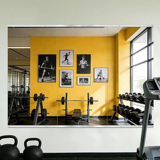 Home Gym Mirror for Wall, 48x24x3PCS, Full Length Workout Mirror, Large Frameless Tempered Glass Full Body Mirrors for Home Gym Yoga Fitness Garage Dance Studio, Black Color