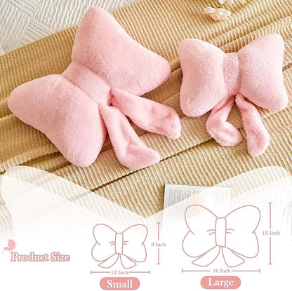 Lfsaaj Bowknot Pillow Pink Cute Bow Decorative Throw Pillows 16" Aesthetic Home Decor Bow Cushions Butterfly Knot Plush Pillow for Bedroom Couch