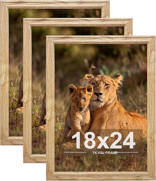18x24 Picture Frame set of 3, Modern Style Woode Frame, Vertical & Horizontal Wall Hanging Large Studio Gallery Poster Frame for Photos, Posters & Art Prints best gift