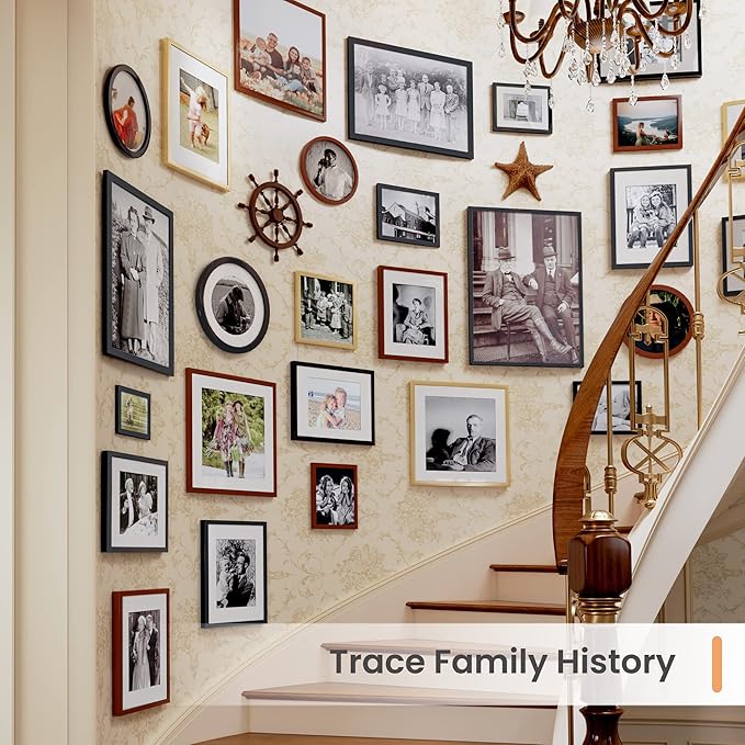 upsimples 8x10 Picture Frame Set of 5, Display Pictures 5x7 with Mat or 8 x 10 Without, Wall Gallery Photo Frames, Gray