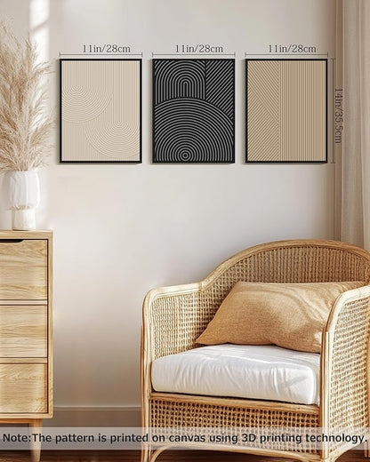 Drsoum Minimalist Boho Wall Art Framed Modern Abstract Neutral Line Wall Decor Mid Century Geometric Artwork Bedroom Living Room 11x14in Black Framed