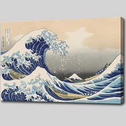 dgbtcart The Great Wave off Kanagawa by Hokusai Canvas Wall Art Japanese Classic Artwork Painting Decor for Living Room Seascape Picture Print for Bedroom Office Decoration - 32"x48"