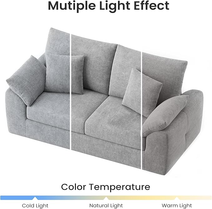 75.6" Modern Loveseat Sofa for Living Room, Cloud Boneless Couches with 4 Pillows, Mid Century Loveseat couches for Small Place, No Assembly Required, Light Grey