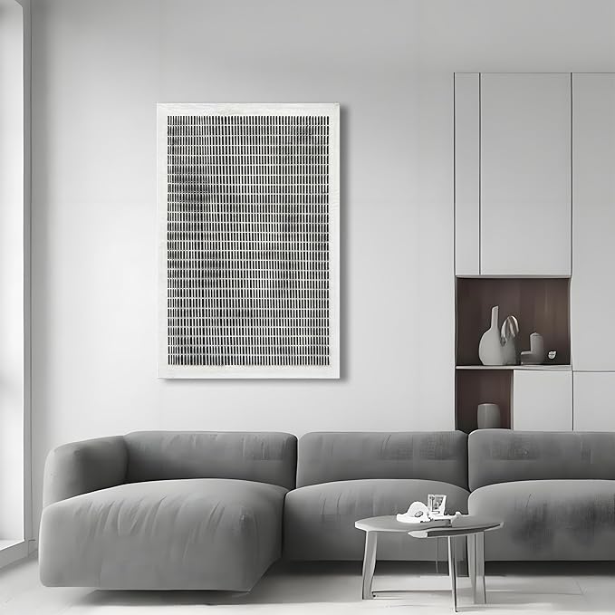 NANKAI Art Hand-painted 45x30 inches white and black thick texture abstract art oil painting Contemporary minimalist art home office corridor wall decoration painting