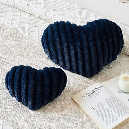 Heart Pillow, Heart Shaped Pillow with Soft Plush for Couch Bed, Decorative Throw Pillows for Bedroom Livingroom, Cozy Heart Pillows Home Decor Pillow Cushion (Navy Blue, Large 19.6" x 15.7")