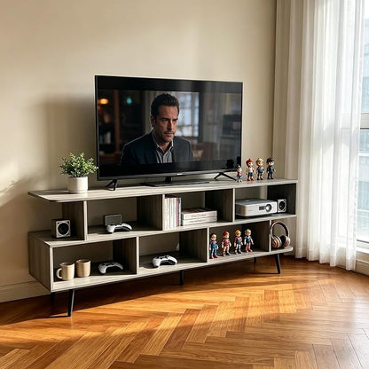 Lightdot 65" TV Stand Fits TVs Up to 75 Inch,Entertainment Center with Power Outlet & Open Storage Shelves,Sofa Cabinet Media Console for Living Room, Bedroom,Kitchen,Easy Assembly, American Walnut