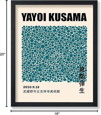 Poster Master Vintage Poster - Retro Pop Art Print - Gift for Artist, Friend - Infinity Dots, Japanese, Polka, Modern, Abstract - Wall Decor for Home, Office, 16x20 Black Framed
