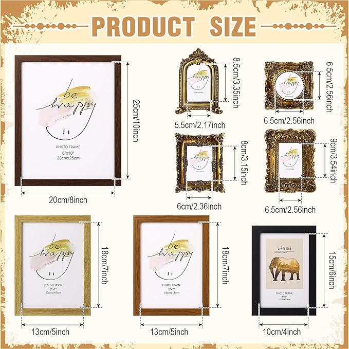 Novabright 12 Pcs Vintage Picture Frames Resin Gallery Wall Frame Set with Trace Less Nails Suit Hanging Elegant Classical Decorations for Christmas Hotel Home Wedding Decoration(Minimalist Style)