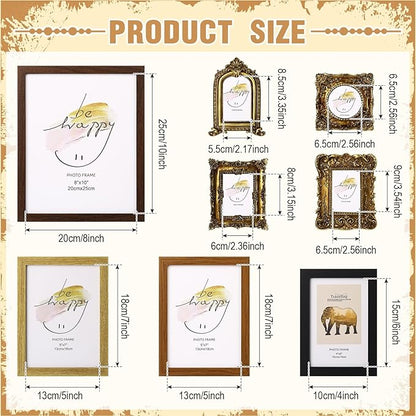 Novabright 12 Pcs Vintage Picture Frames Resin Gallery Wall Frame Set with Trace Less Nails Suit Hanging Elegant Classical Decorations for Christmas Hotel Home Wedding Decoration(Minimalist Style)
