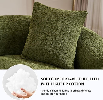 KEIKI Curved Chenille Modular Sectional Couches with Pillows, 4 Seater Oversized Upholstered Luxury Plush Cloud Sofa for Living Room Apartment, Full Compression Sponge,