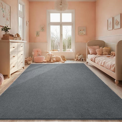 7x10 Feet Area Rug for Living Room, Large Dark Grey Rugs for Bedroom, Modern Low Pile Washable Memory Foam Indoor Carpet, Non Slip Rectangle Carpets for Home Decor