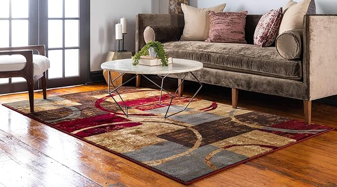 Unique Loom Barista Collection Area Rug - Kouillou (9' x 12' Rectangle, Multi/ Brown)