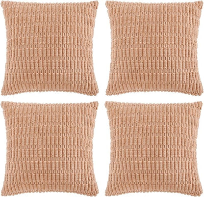 Fancy Homi 4 Packs Decorative Throw Pillow Covers for Living Room Couch Bed, Modern Farmhouse Boho Home Décor Accent Cushion Case, 16" x 16", Peach