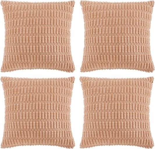 Fancy Homi 4 Packs Decorative Throw Pillow Covers for Living Room Couch Bed, Modern Farmhouse Boho Home Décor Accent Cushion Case, 16" x 16", Peach