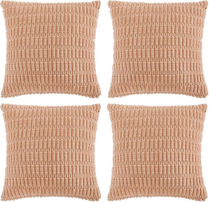 Fancy Homi 4 Packs Decorative Throw Pillow Covers for Living Room Couch Bed, Modern Farmhouse Boho Home Décor Accent Cushion Case, 20" x 20", Peach