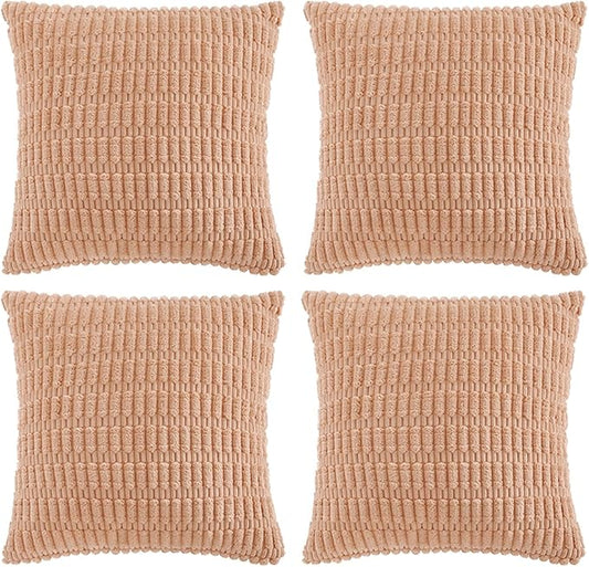 Fancy Homi 4 Packs Decorative Throw Pillow Covers for Living Room Couch Bed, Modern Farmhouse Boho Home Décor Accent Cushion Case, 20" x 20", Peach