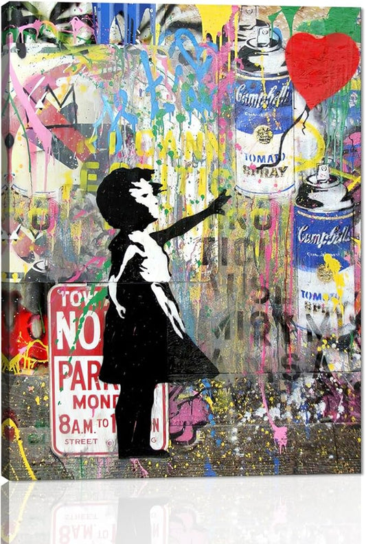 Yatsen Bridge Banksy Pop Street Graffiti Wall Art, Girl and Balloon Posters And Prints, Abstract Color Graffiti Art Canvas Paintings On the Wall Art Picture Home Decor - 12x16 inch