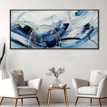 yiijeah Large Wall Art - Modern Blue Abstract Wall Decor for Living Room and Bedroom Print Pictures Canvas Framed Artwork Home Office Decoration