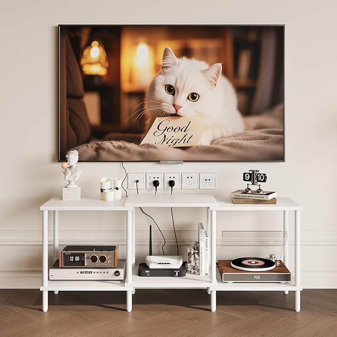 TV Stand, Entertainment Center, Industrial TV Media Console Table with Open Storage Shelves, 2 Tier TV Cabinet for Living Room, Bedroom LTS107W