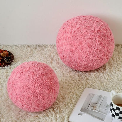 Ball Pillow, Decorative Round Pillow for Couch n, Circle Throw Pillows, Perfect Ball Pillows for Couch, Stylish Decorative Pillows, Versatile Round Throw Pillow (Grey Pink, Mini-8.6 Inches)