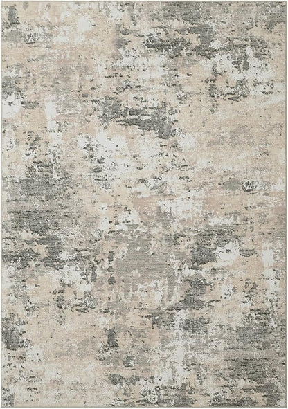 ROYHOME Modern Abstract Area Rug 10x13 Non Slip Non Shedding Rug Low Pile Stain Resistant for Bedroom Living Room,Grey Yellow