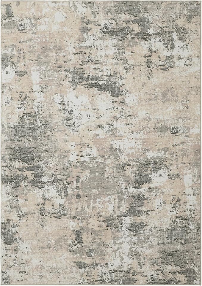 ROYHOME Modern Abstract Area Rug 6x9 Non Slip Non Shedding Rug Low Pile Stain Resistant for Bedroom Living Room,Grey Yellow