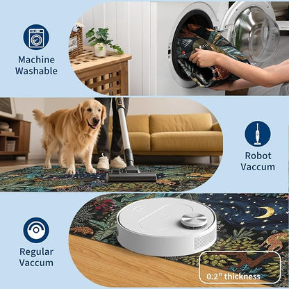 GarveeHome 6x9 Area Rug Jungle Green Washable Rugs for Living Room Bedroom, Soft Low Pile Non Slip Accent Floor Mat Animal Print Tiger Throw Rug Indoor Carpet Dining Room Playroom