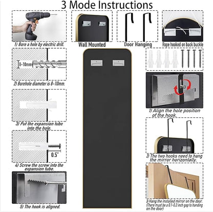 SCWF-GZ 47x14 Mirror Full Length Door Hanging Wall Mounted Aluminum Alloy Metal Frame Dressing Make-up Save Space Half Body Mirrors for Entryway Bedroom Bathroom Living Room 47 inch Gold