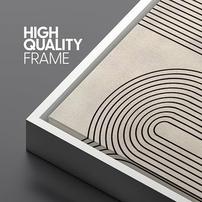 SIGNLEADER Framed Canvas Print Wall Art Set Duotone Geometric Black & White Polygons Abstract Modern Art Geometric Zen Mid-Century for Living Room, Bedroom, Office - 24"x36"x3 WHITE