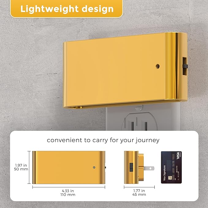 L LOHAS LED Night Light, 2 Pack Dimmable Modern LED Night Lights Plug into Wall,Dusk to Dawn Sensor Night Lights for Kid, 0-100LM 3000K Soft White Nightlight for Hallway Bedroom Stairway(Gold)