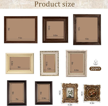 10-Pack Vintage Picture Frames Set - Ornate Antique-Style Wall & Tabletop Photo Frames for Gallery, Bedroom, Living Room Decor, No Photos Included (Vintage)