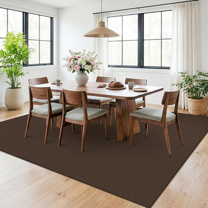 KOZYFLY 6x9 Dining Room Rugs, Washable Area Rug for Living Room, Non Slip Rugs for Bedroom, Braided Floor Carpet for Nursery, Office, Cotton Rug Home Indoor Decor, Brown/Dark Brown