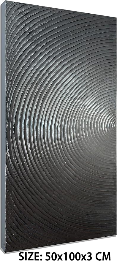 Slyart Handmade Modern Abstract Painting 3D Heavy Textured Canvas Wall Art 20x40 Inches Minimalism Silver Artwork Vertical Painting on Canvas Gradient Color Wall Decor