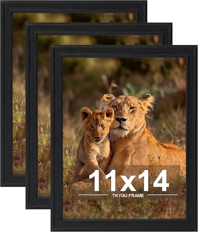 11x14 Picture frame set of 3, Modern Style woode frames black Wall Mounting Horizontally or Vertically, 11 x 14 Wall Gallery Poster Photo Frame with Shatter Resistant Plexiglass,best gift