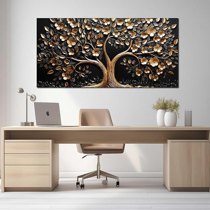 Tree of Life Canvas Wall Art for Living Room,Gold Canvas Wall Art for Bedroom,Tree Pictures Wall Decor 29 x 59 Inch