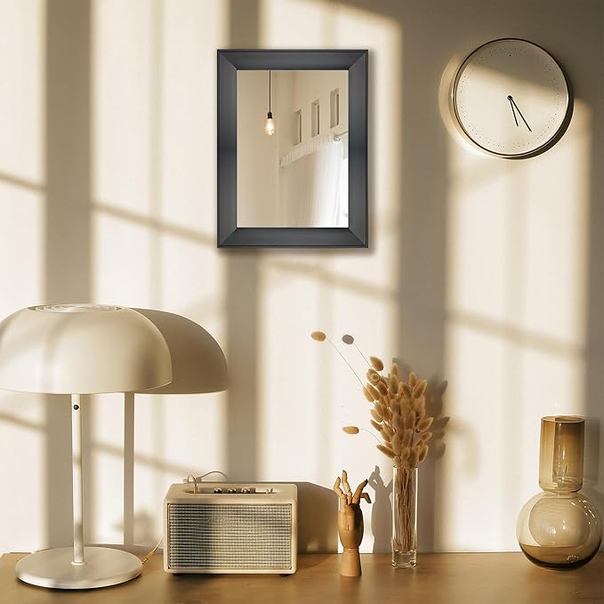 Ruomeng Rectangular Wall Mirror 12" x 16" Framed Mirror for Bathroom, Bedroom, Entryway, Living Room, Black