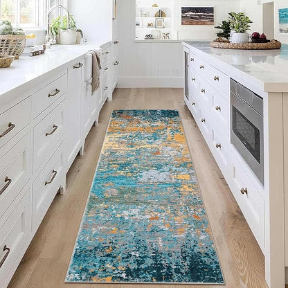 ROYHOME Modern Abstract 2x8 Runner Rug Washable Non Slip Stain Resistant Rug for Hallway Kitchen Bedroom Non Shedding Low Pile Indoor Floor Cover,Multi Color
