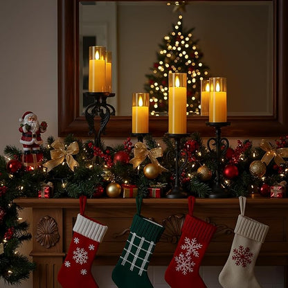 Homemory Amber Acrylic Flameless LED Candles, Battery Operated with Remote Control and Timer, Electric Fake Candles for Wedding, Home Decor, Set of 9
