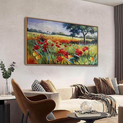Green Tree Wall Art - Large Canvas for Living Room & Bedroom - Framed 24x48