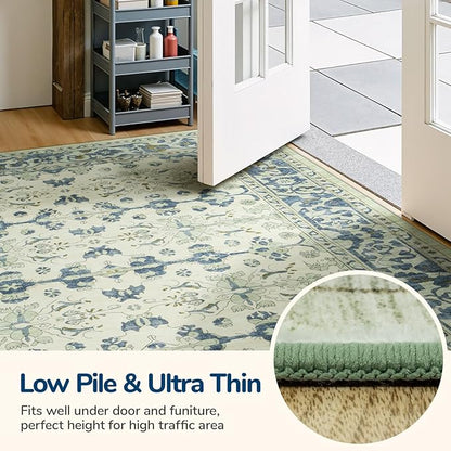 Lessymo Washable Area Rug for Living Room,8x10 Large Rugs with Non-Slip Backing,Soft Boho Carpets for Bedroom Dining Room Nursery Home Office,Light Blue
